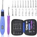 Foxyoo Ergonomic Crochet Hook Set - Lighted Handle with Counter
