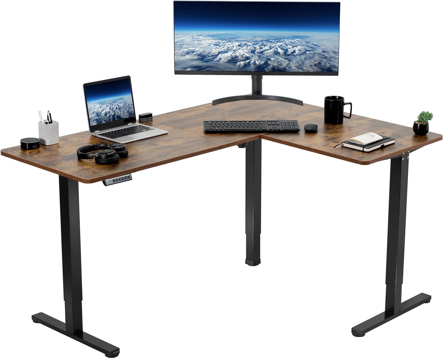 VIVO Electric Corner L-Shaped Standing Desk with Memory Control