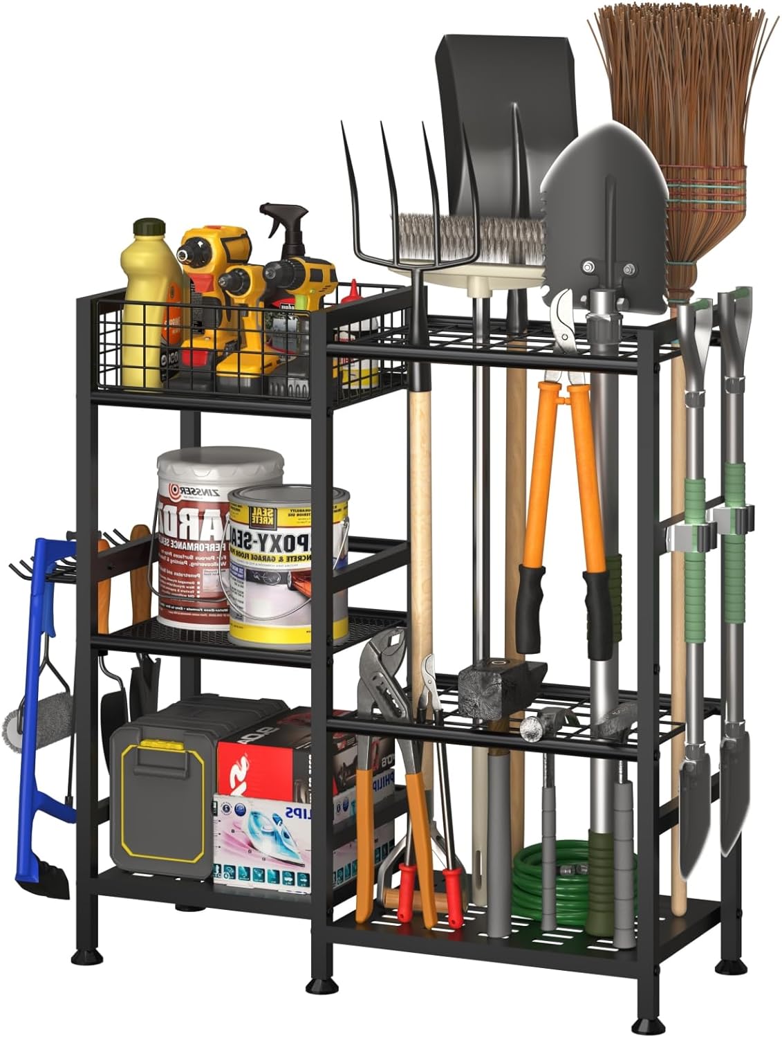 3 Tier Garden Tool Organizer with Basket for Efficient Storage
