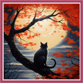 Cross Stitch Kit for Beginners Stamped 18 x 18 in - Easy Moon Cat