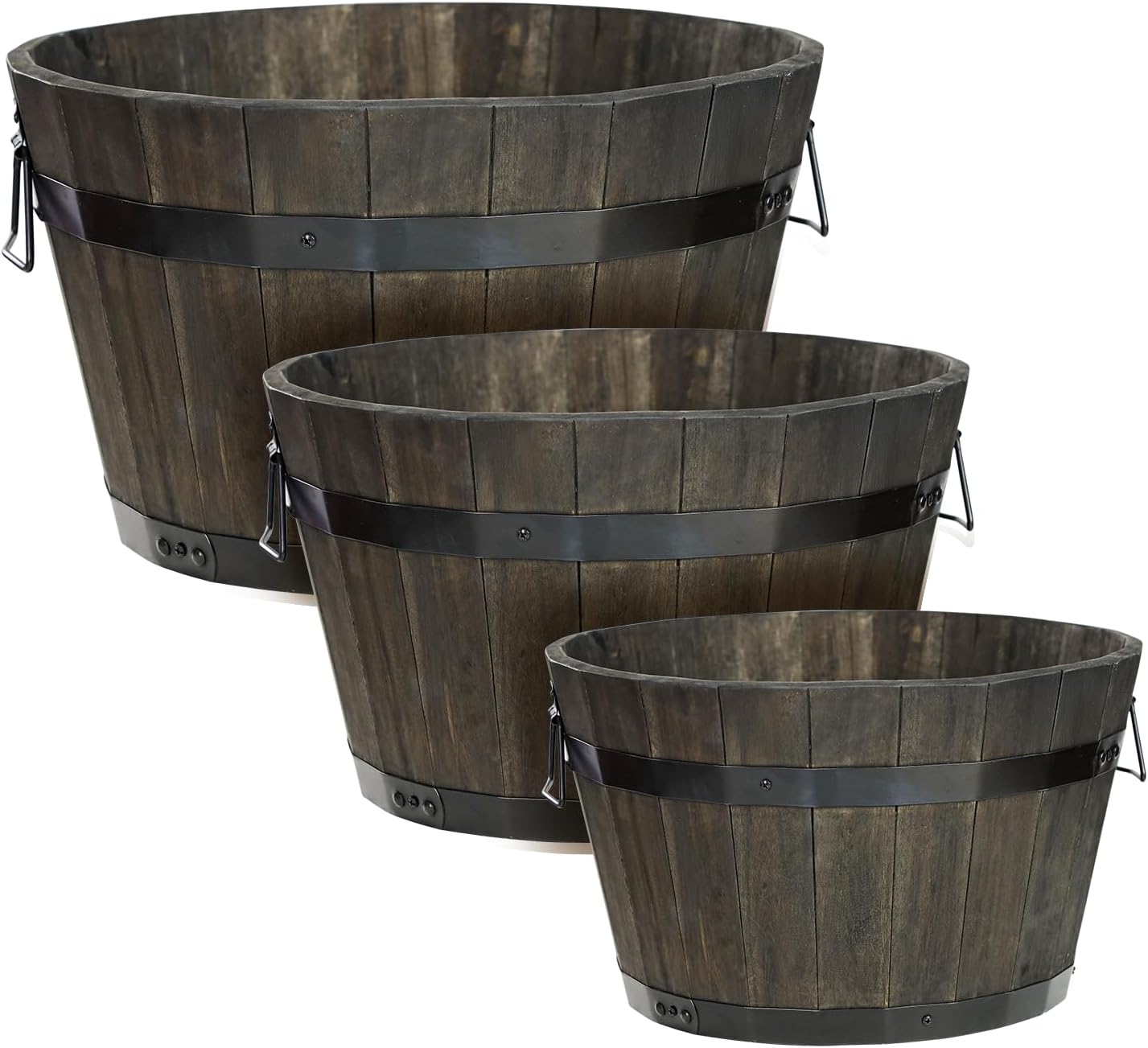 IDZO Set of 3 Wooden Flower Planters for Outdoor Plants