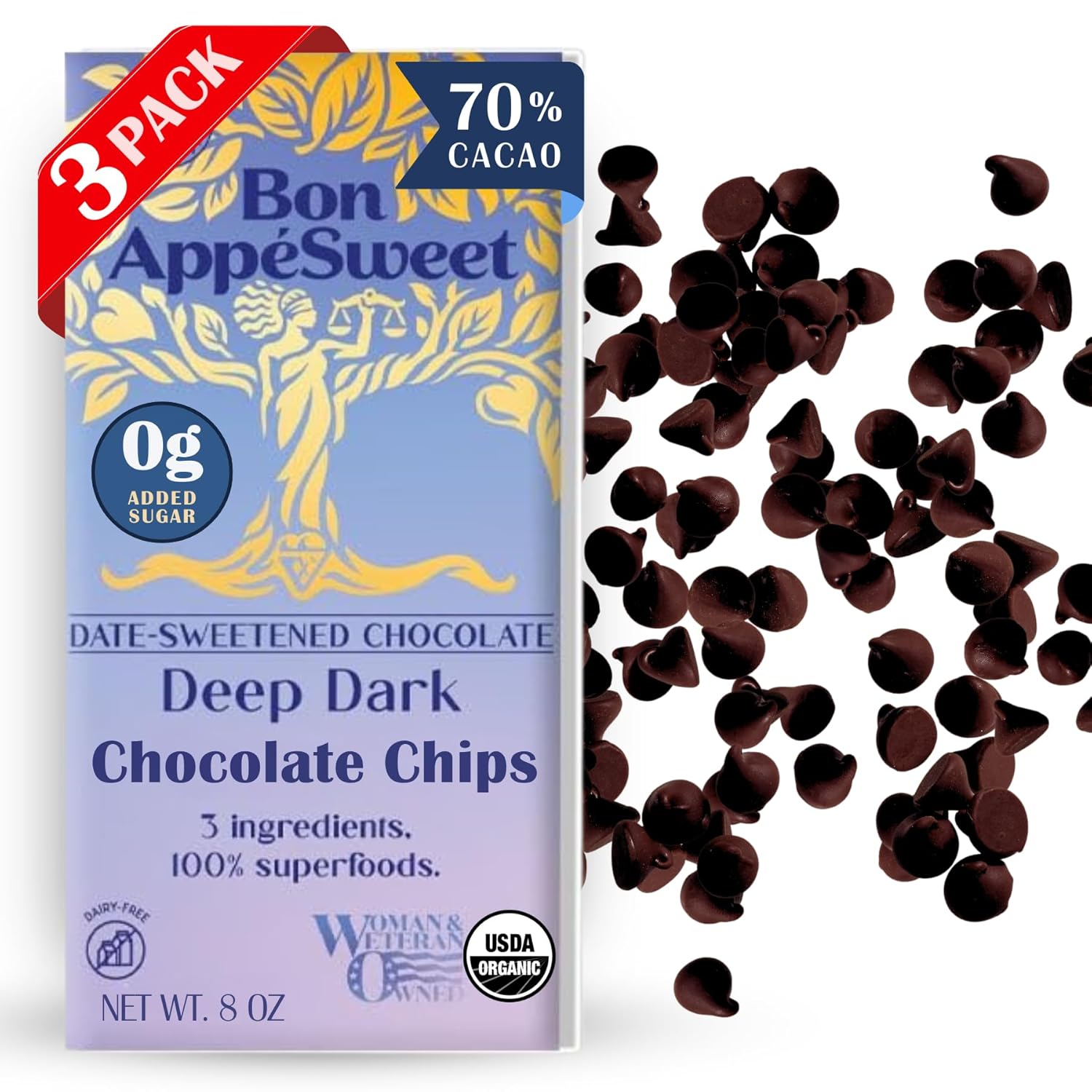 Bon Appesweet Date Sweetened Chocolate Chips - Organic Delight