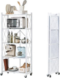 Foldable 5-Tier Storage Shelves with Wheels - Compact Heavy Duty