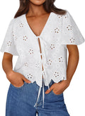 Trendy Queen Womens Tie Front Tops Summer Beach Vacation - Lightweight