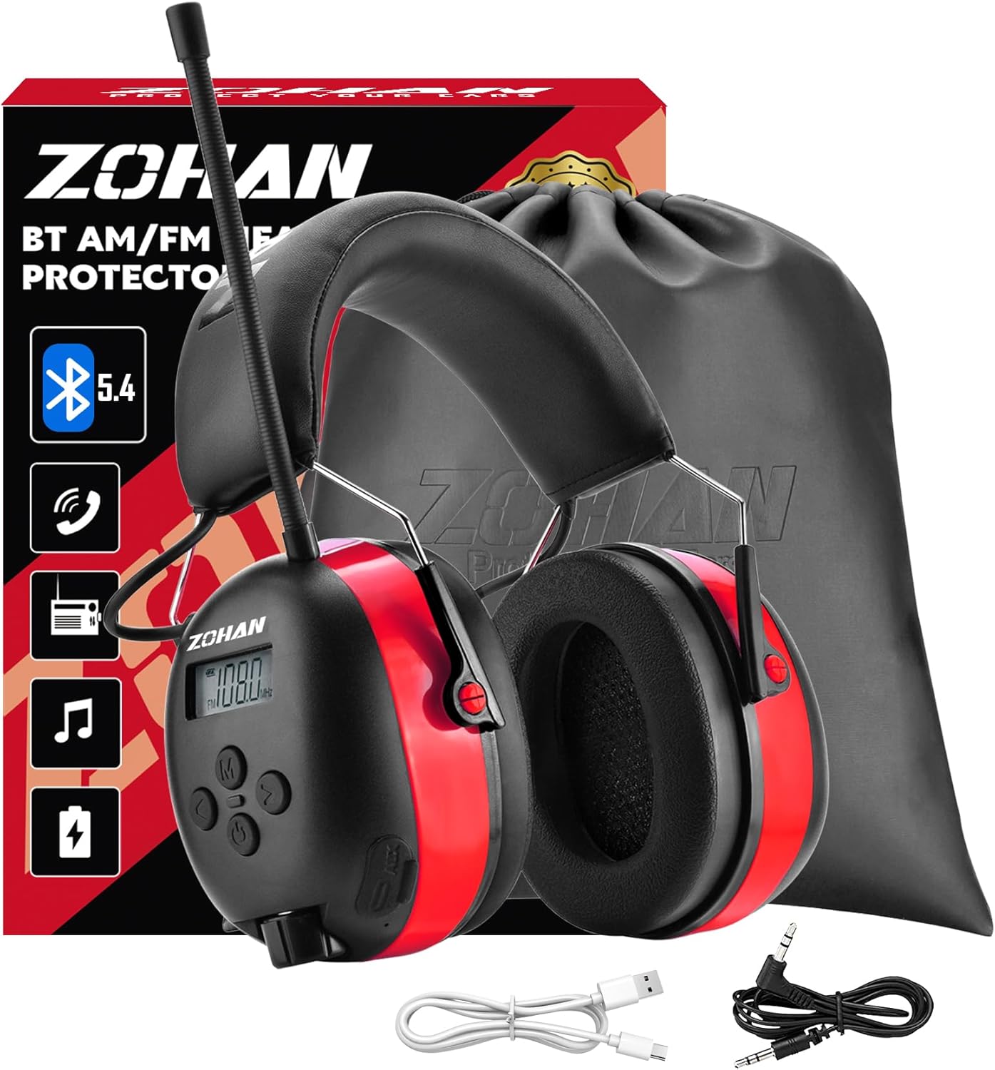 ZOHAN 033 Bluetooth AM/FM Radio Headphones with Noise Reduction