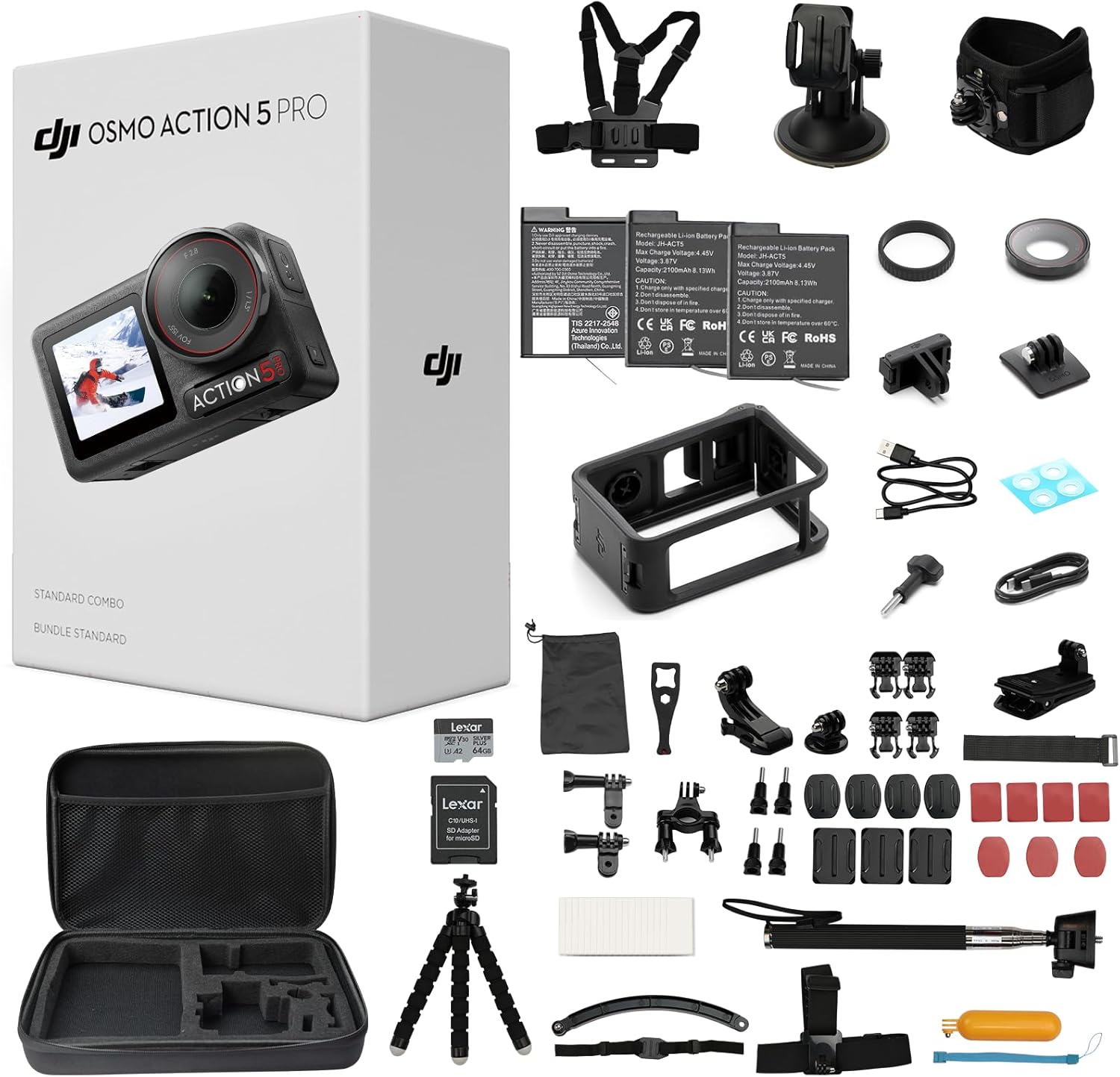 DJI Osmo Action 5 Pro Waterproof Camera with Accessory Kit