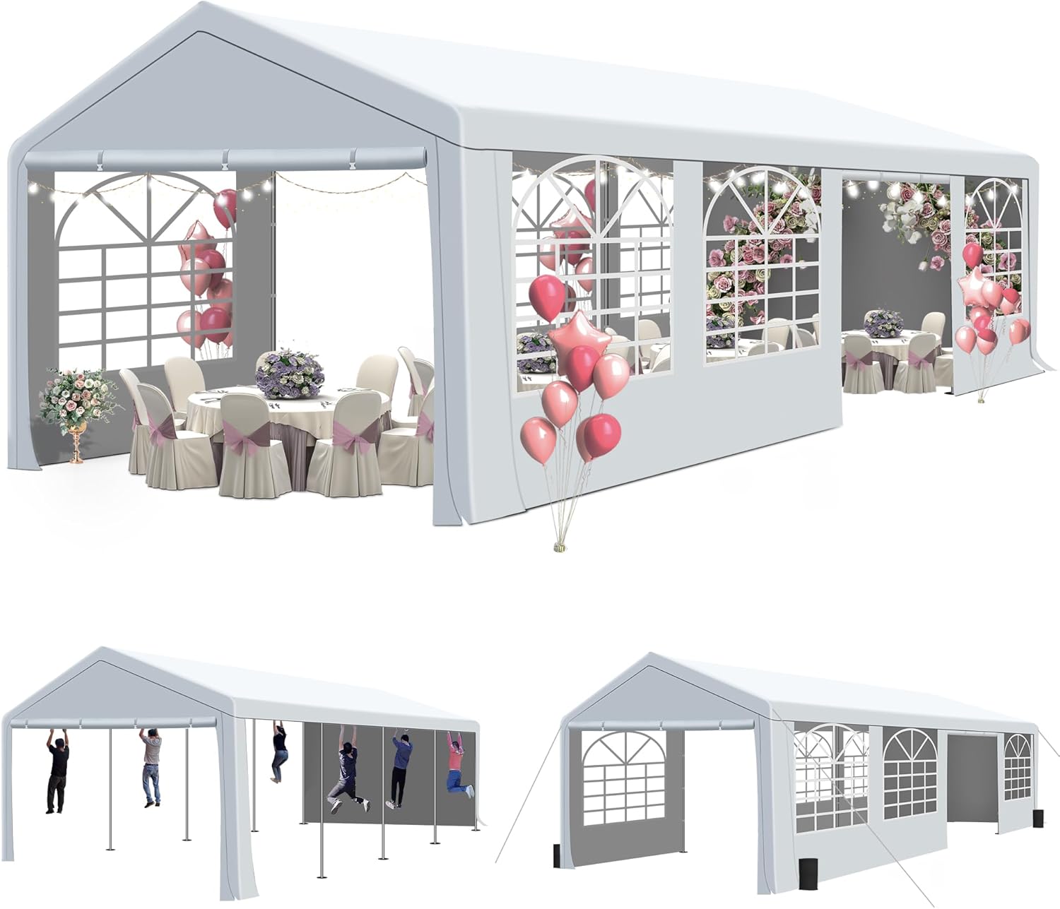 GARTOO 10ft x 30ft Heavy Duty Canopy Tent for Outdoor Events