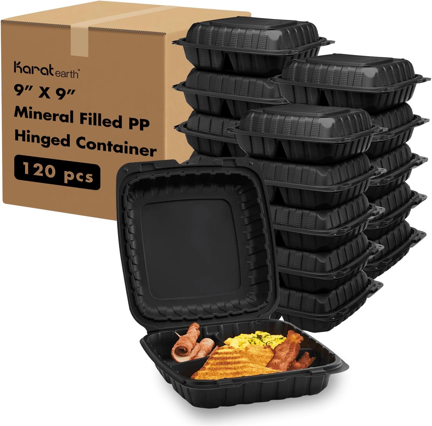KARAT EARTH Clamshell Take Out Food Containers for Eco-Friendly Meals