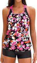 Two Piece Tankini Bathing Suit T-Back Blouson - Modest Sporty Fit