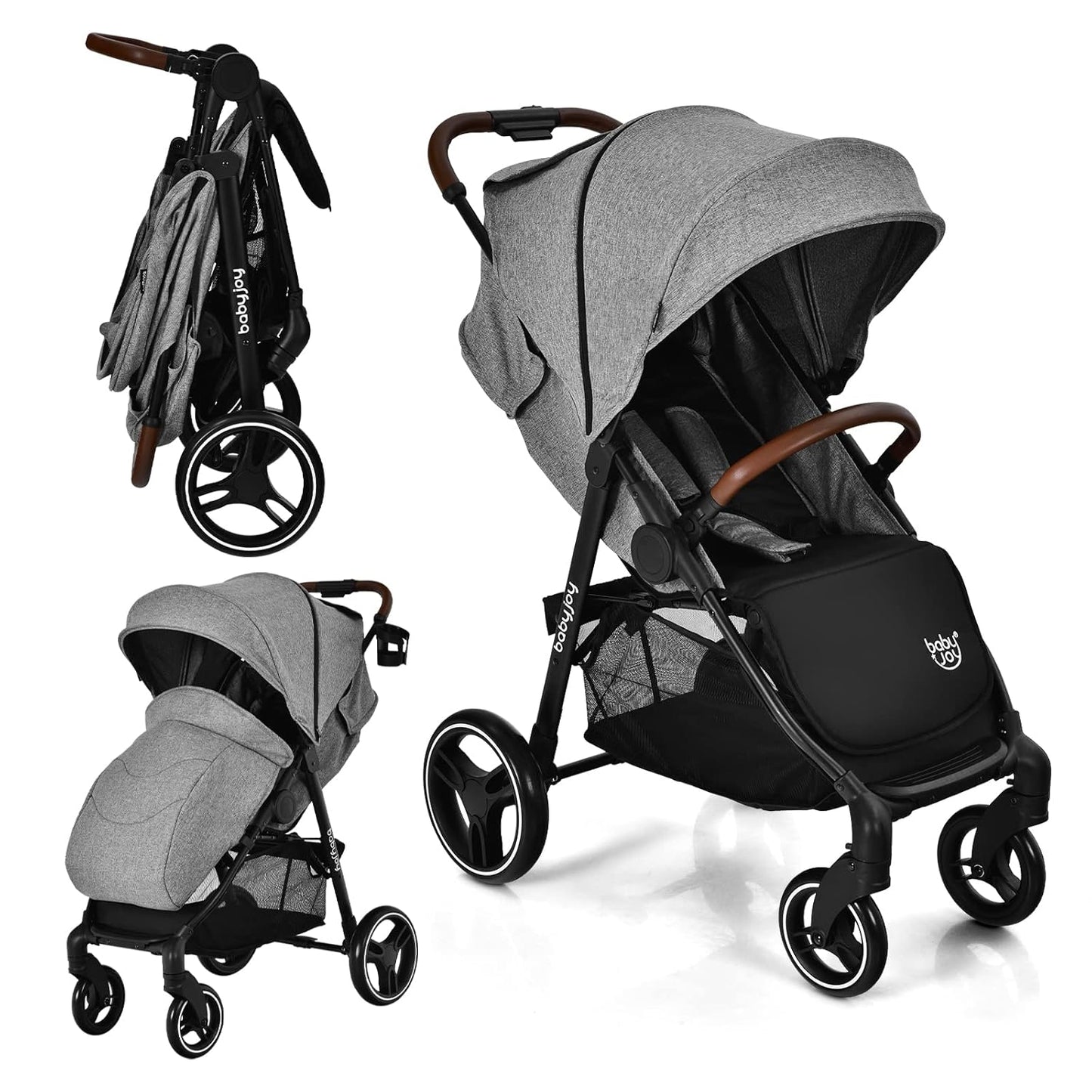 High Landscape Baby Stroller with Adjustable Canopy and Footmuff