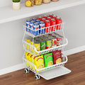 3-Tier Rolling Pantry Floor Organizer - Stackable Kitchen Storage Cart