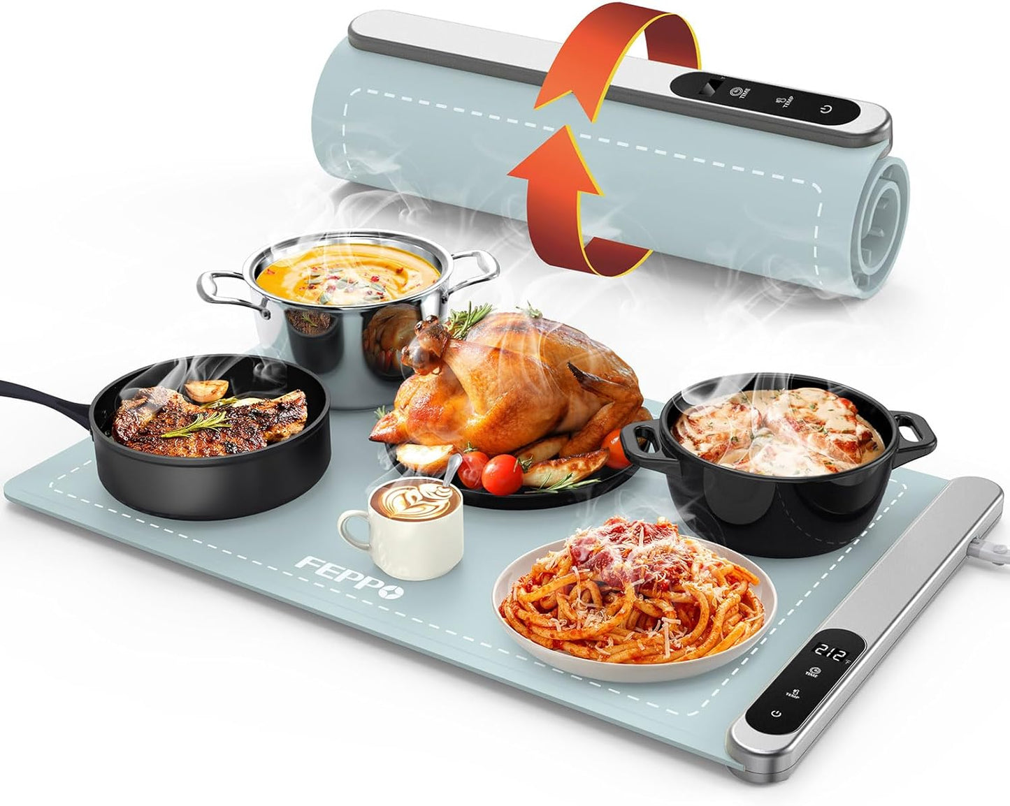 FEPPO Food Warming Mat with Adjustable Temperature and Timer