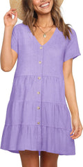 Nova In Sky Women's Summer Button Down Swing Dress - Flowy Fit