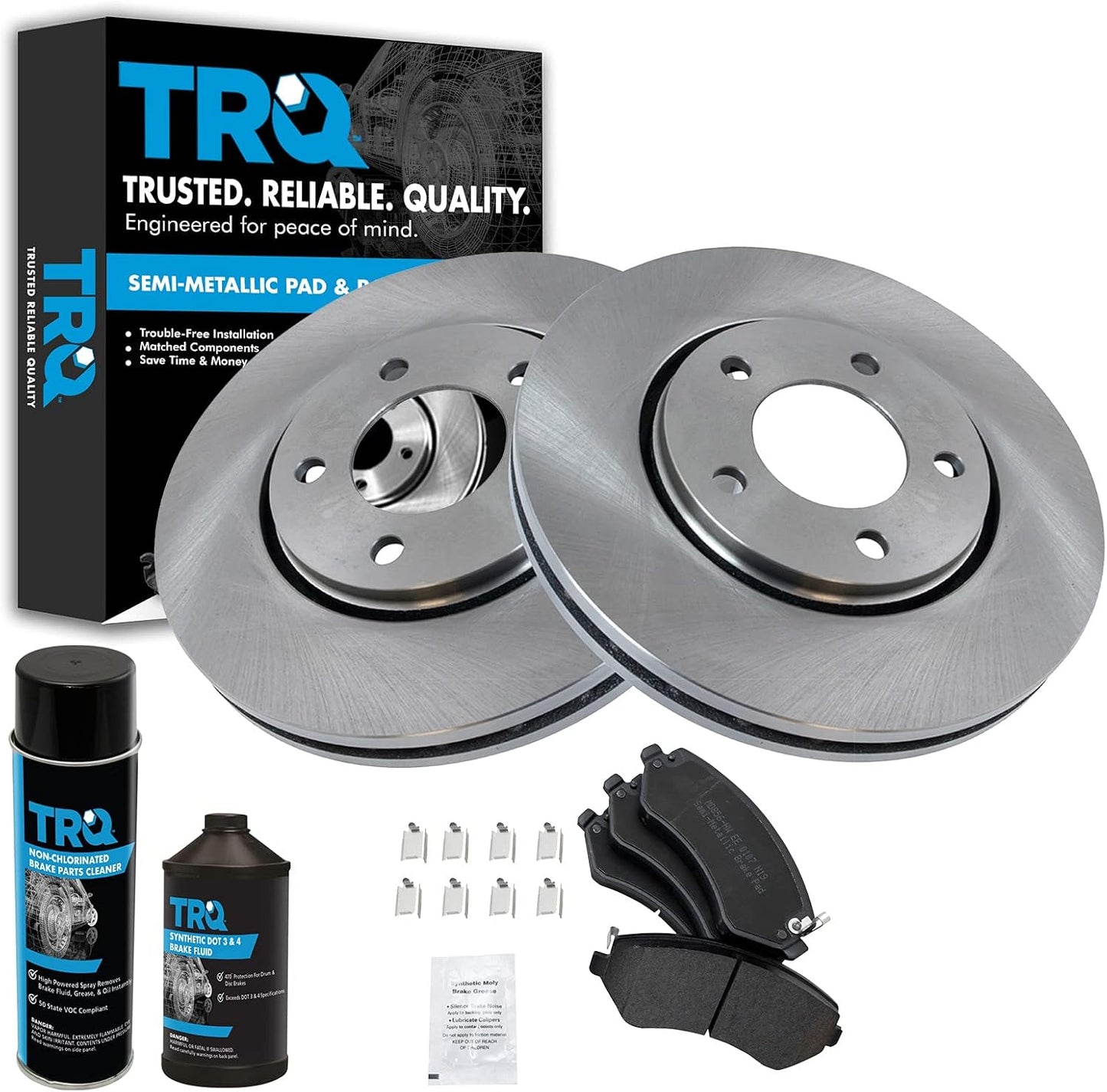 TRQ Front Brake Pad & Rotor Kit for Chrysler & Dodge Vehicles