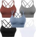 Cross Back Sport Bras Padded Strappy Criss Cross Cropped Bras - Low 2
