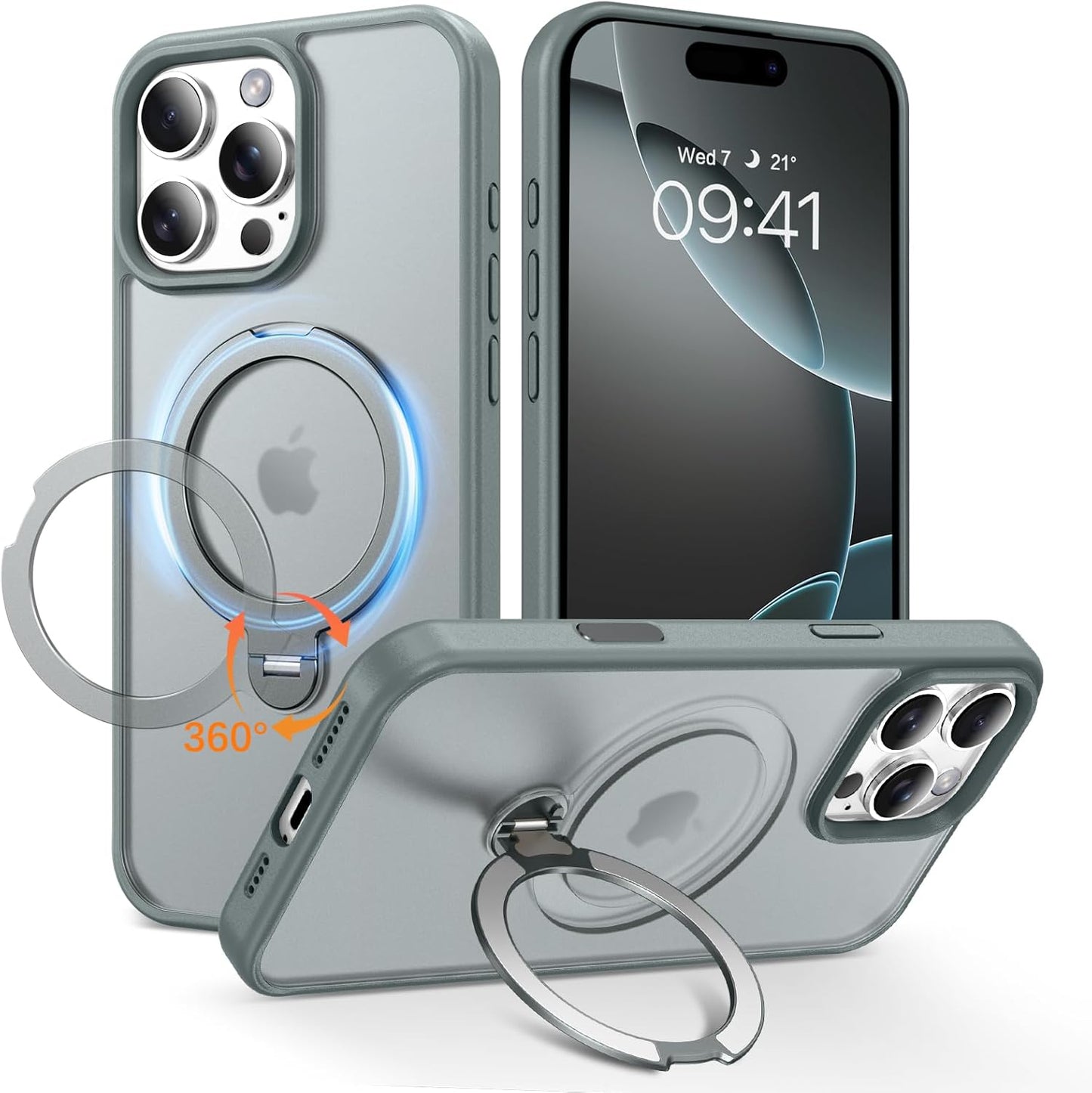 iPhone 16 Pro Max Case with 360 Spin Magnetic Stand and More