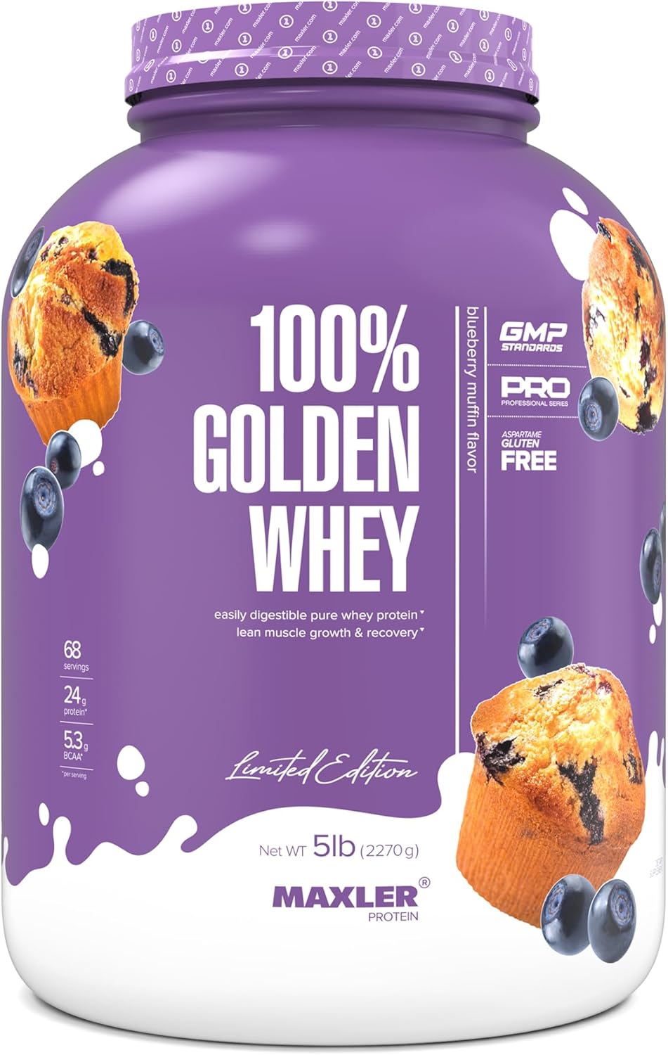 Maxler 100% Golden Whey Protein - Premium Blueberry Muffin Flavor