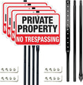 No Trespassing Sign Private Property with 54in Stake - 4 Pack