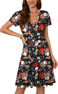 For G and PL Women's Christmas V Neck Wrap Dress - Festive Dresses