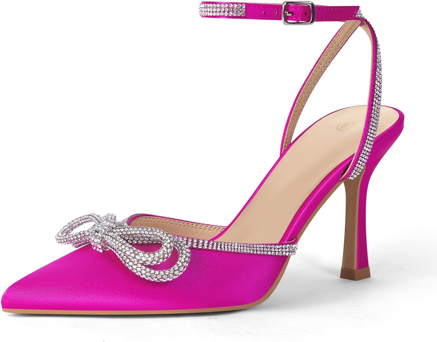 VETASTE Women's Double Bow Pointed Toe Ankle Strap Pumps