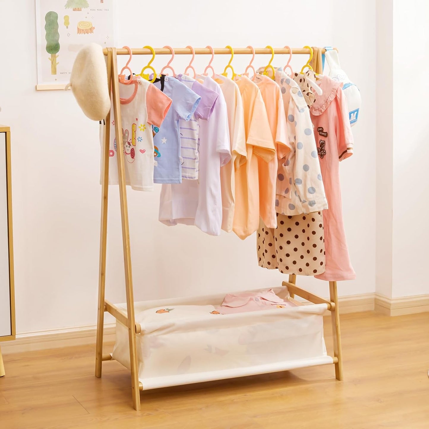 Kids Clothing Rack with Storage Box for Organized Dress Up Fun