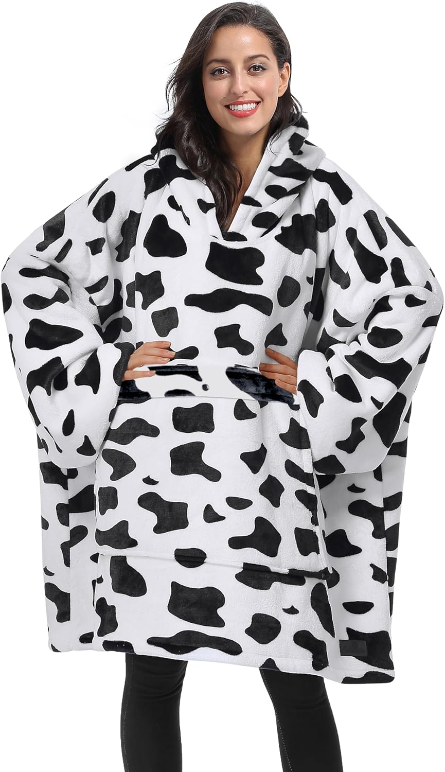 Cow Print Hoodie Blanket - Ultimate Cozy Gift!