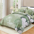Yiran Bed in a Bag Green Comforter 7 Piece King Set - Floral Comfort