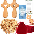 Olive Wood Pocket Crosses 50 Set - Small Baptism and Communion Gifts