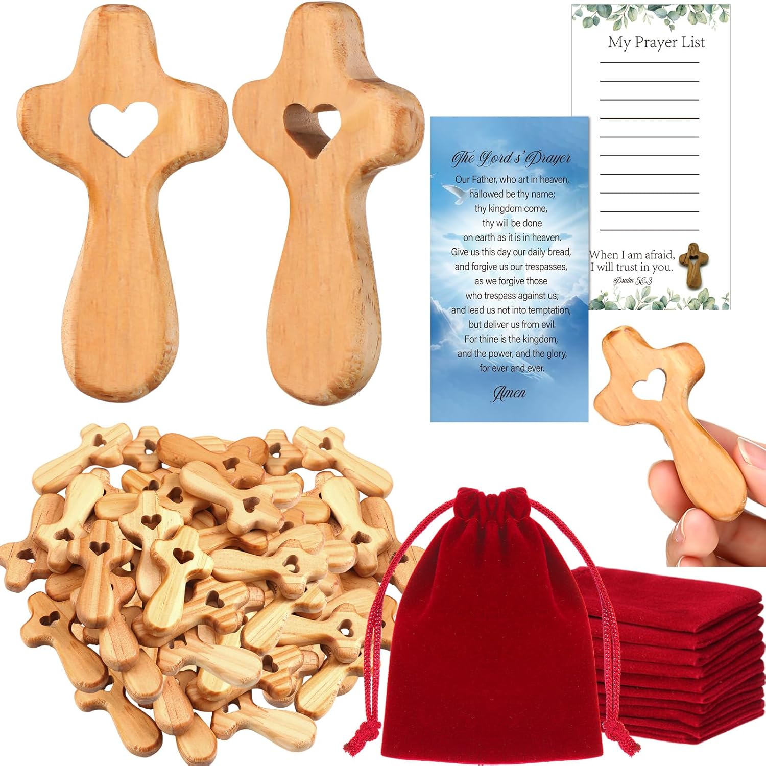 Bucherry Olive Wood Crosses for Baptism and First Communion Gifts