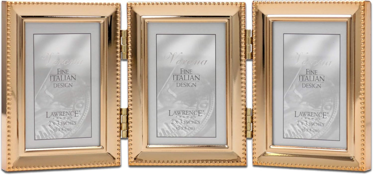 Lawrence Frames Bead Border Design 2.5x3.5 Triple Gold Frame