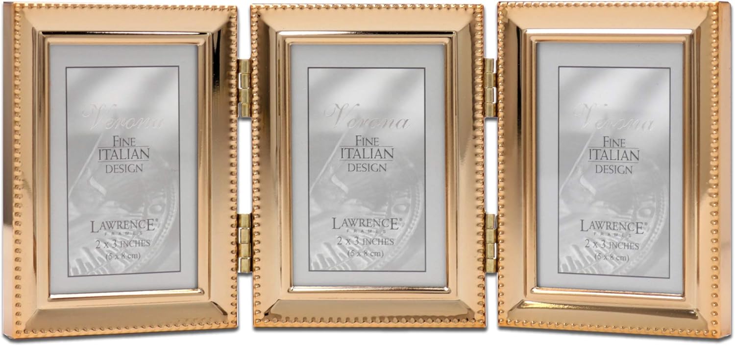 Lawrence Frames Bead Border Design 2.5x3.5 Triple Gold Frame