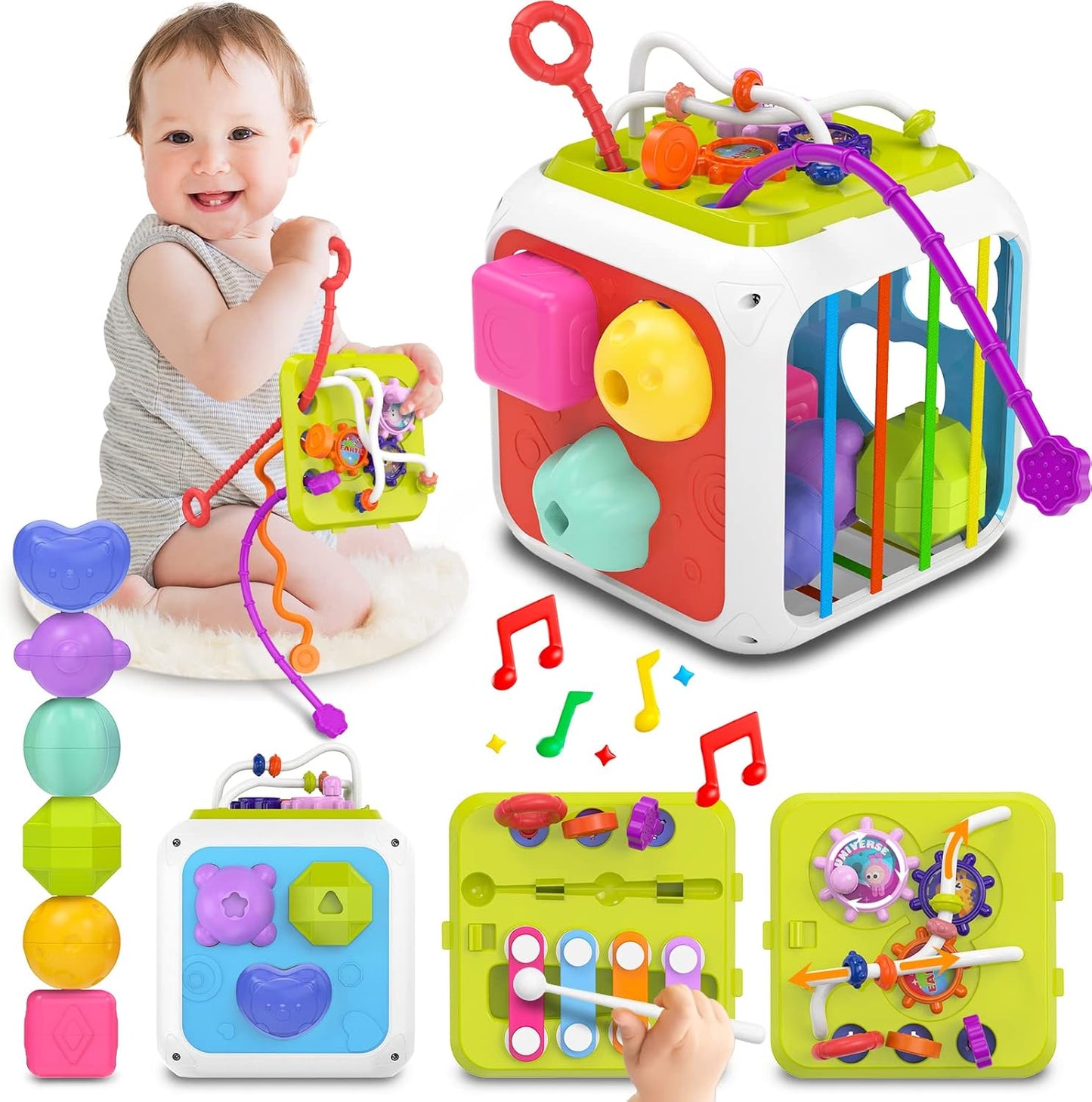 Montessori Baby Learning Cube: 7-in-1 Developmental Toy