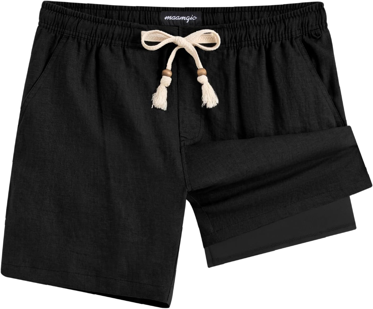 maamgic Mens Casual Linen Shorts for Summer Beach Comfort