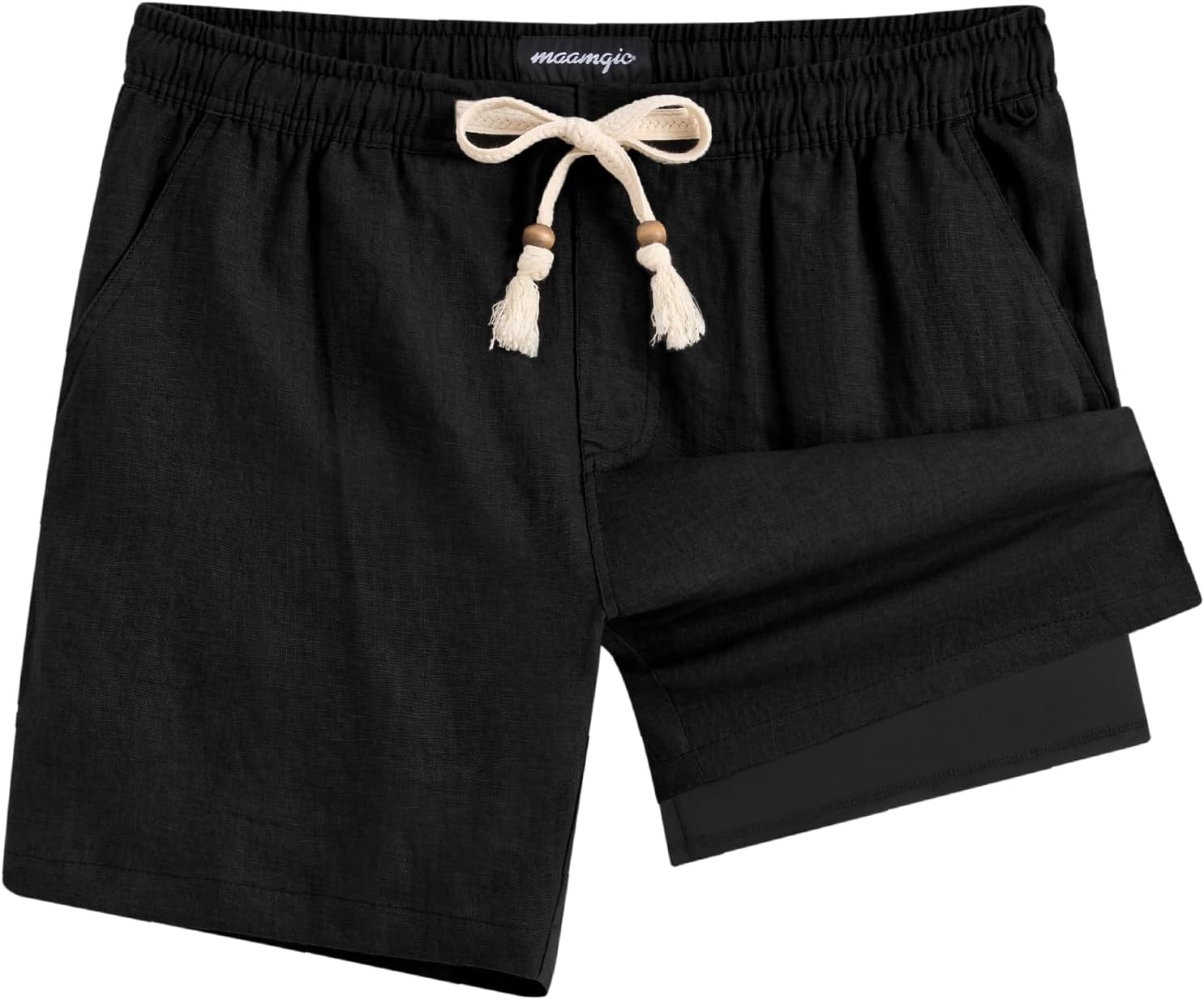 maamgic Mens Casual Linen Shorts for Summer Beach Comfort
