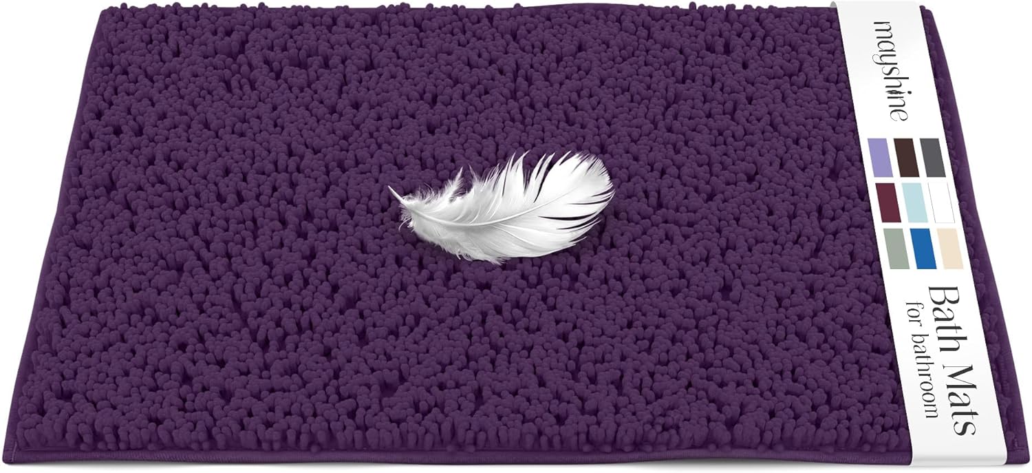 MAYSHINE Plush Shaggy Chenille Bath Mat for Ultimate Comfort
