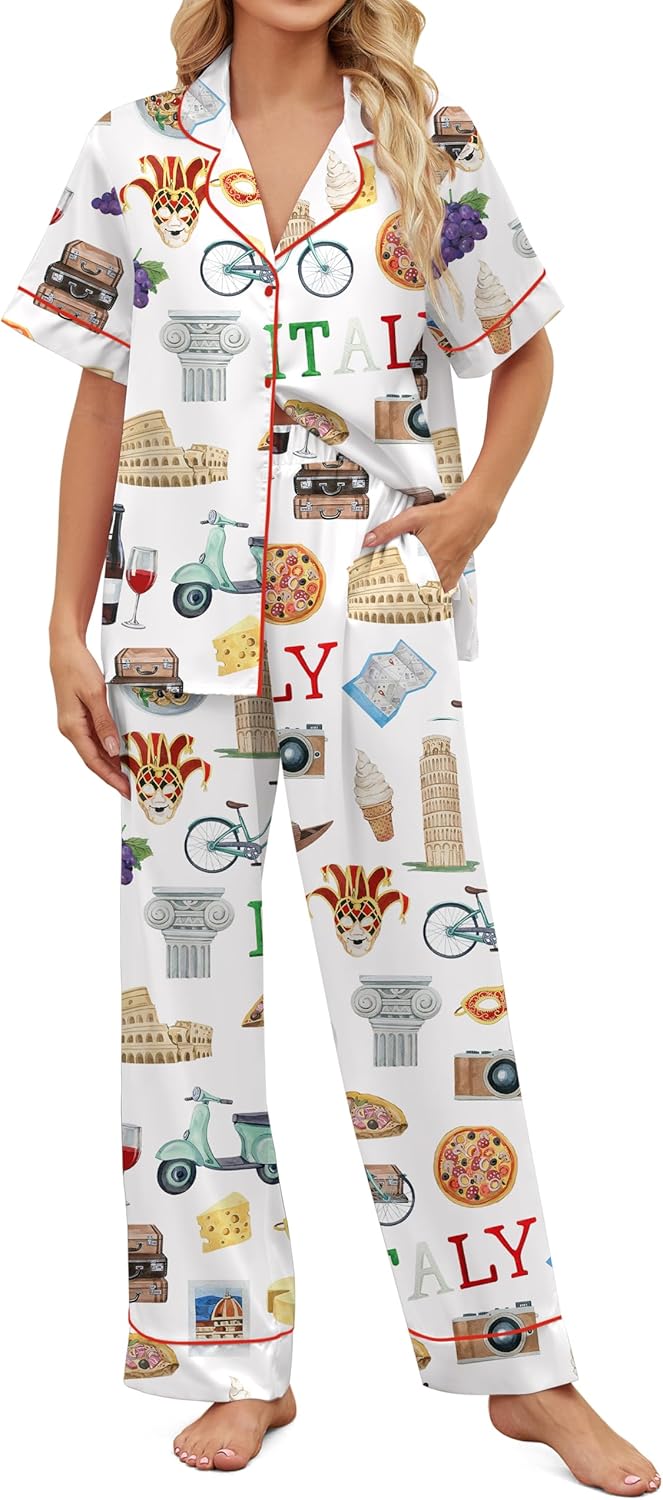 Satin Pajamas for Women Set - Comfortable Button Down Sleepwear