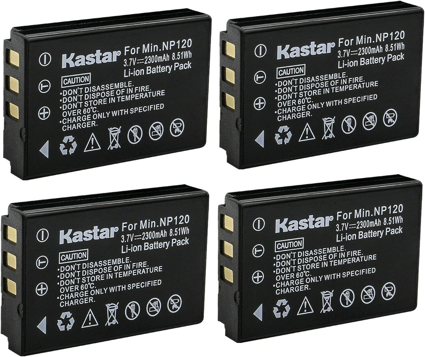 Kastar 4-Pack Q120 Rechargeable Lithium-ion Battery for Cameras