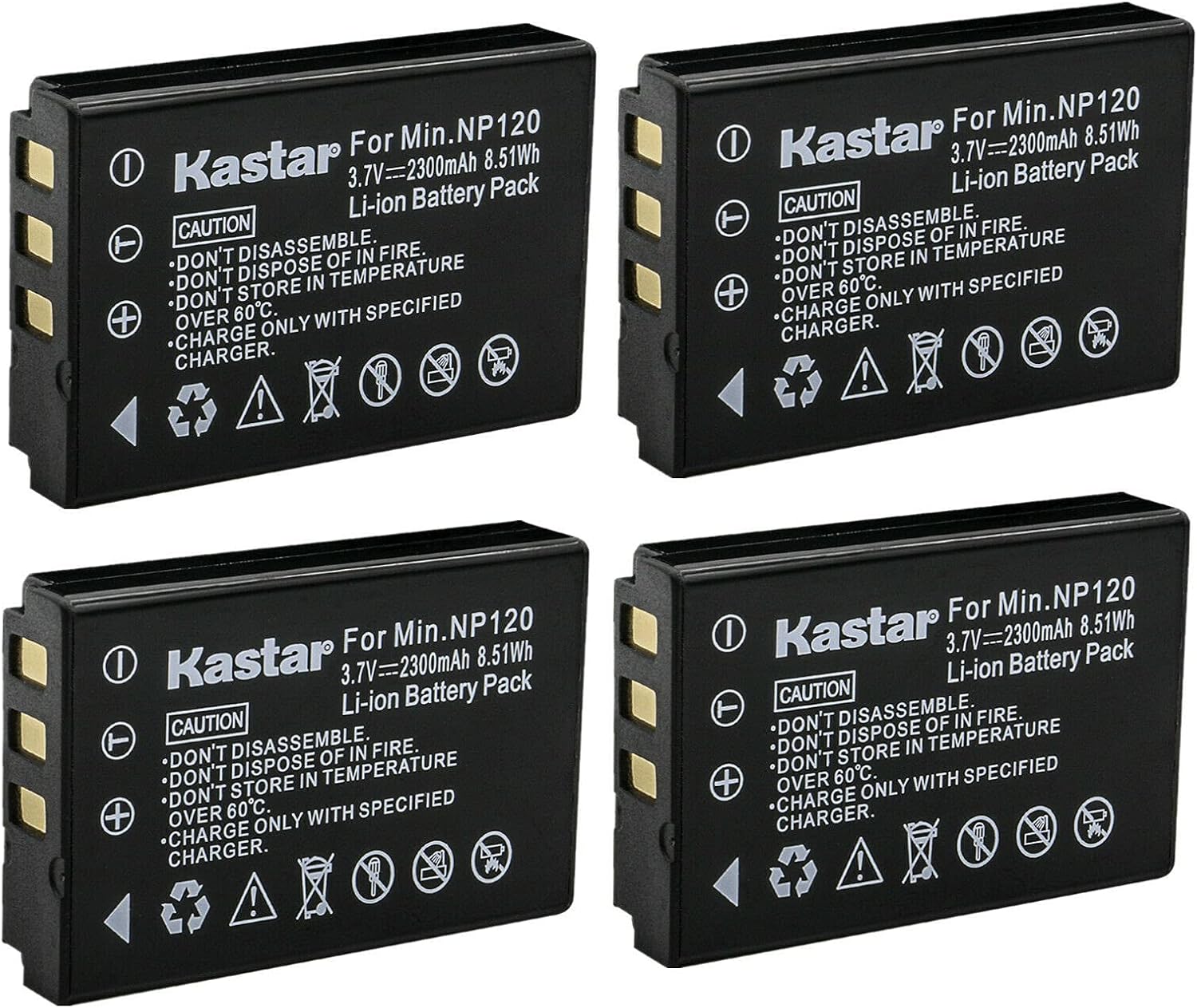 Kastar 4-Pack Q120 Rechargeable Lithium-ion Battery for Cameras