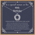 Sterling Silver 90th Birthday Necklace for Women - 9 Rings Symbolic