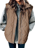 Cropped Puffer Vest Women Lightweight Quilted Stand (Style ZQ14)