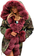 Roiii Women Thicken Warm Winter Coat Hood Down Parka - Head-to-Thigh