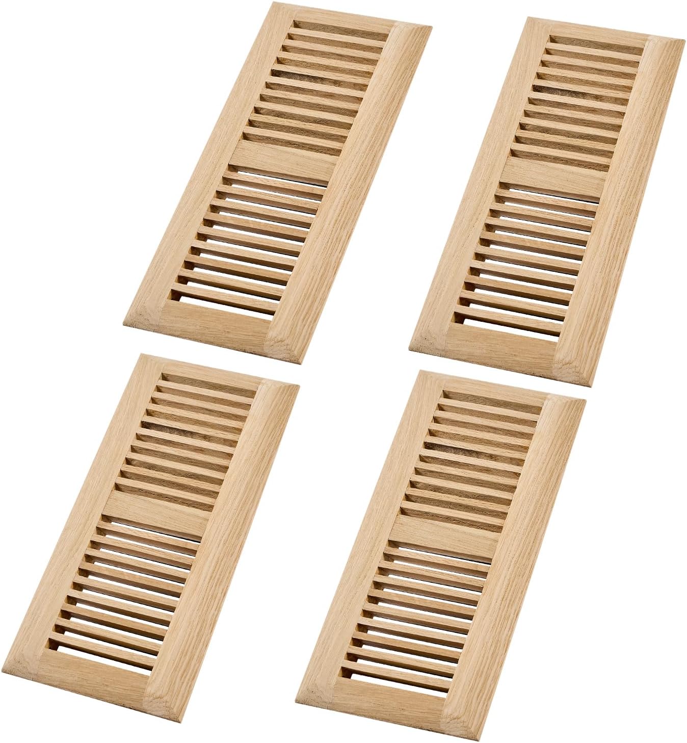 4 Pcs Pack Hardwood White Oak Floor Register with Damper