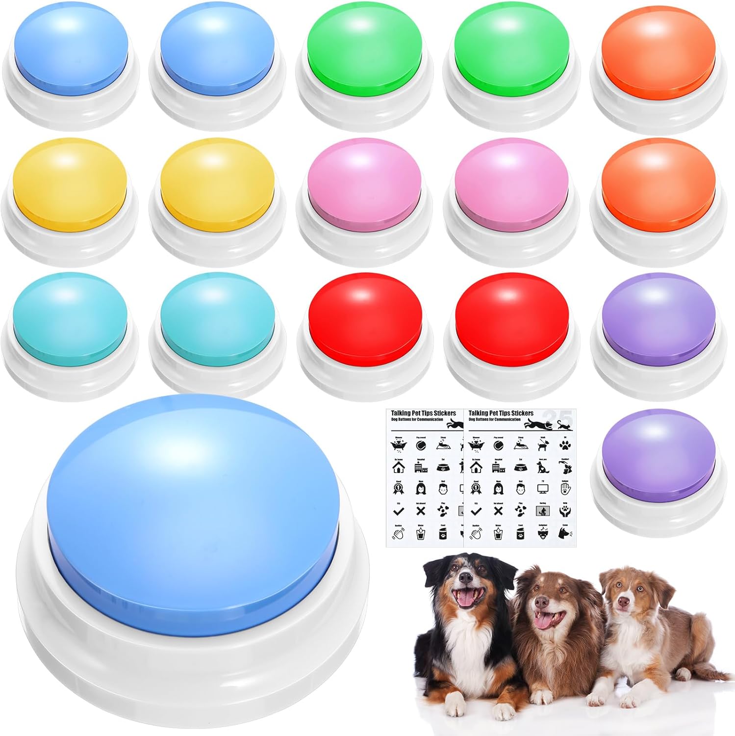 16 Pieces Dog Buttons for Communication by Jerify - Fun Training