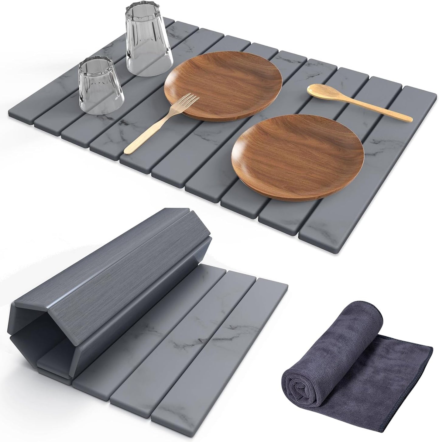 Stone Dish Drying Mat for Kitchen Counter - Fast-Drying Design
