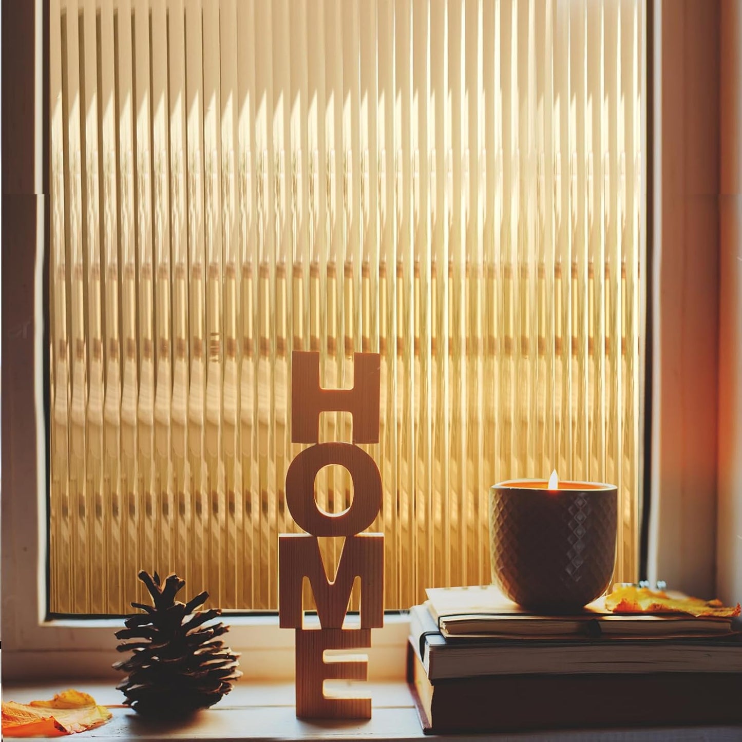 Windimiley Window Privacy Film for 3D Reeded Glass Effect