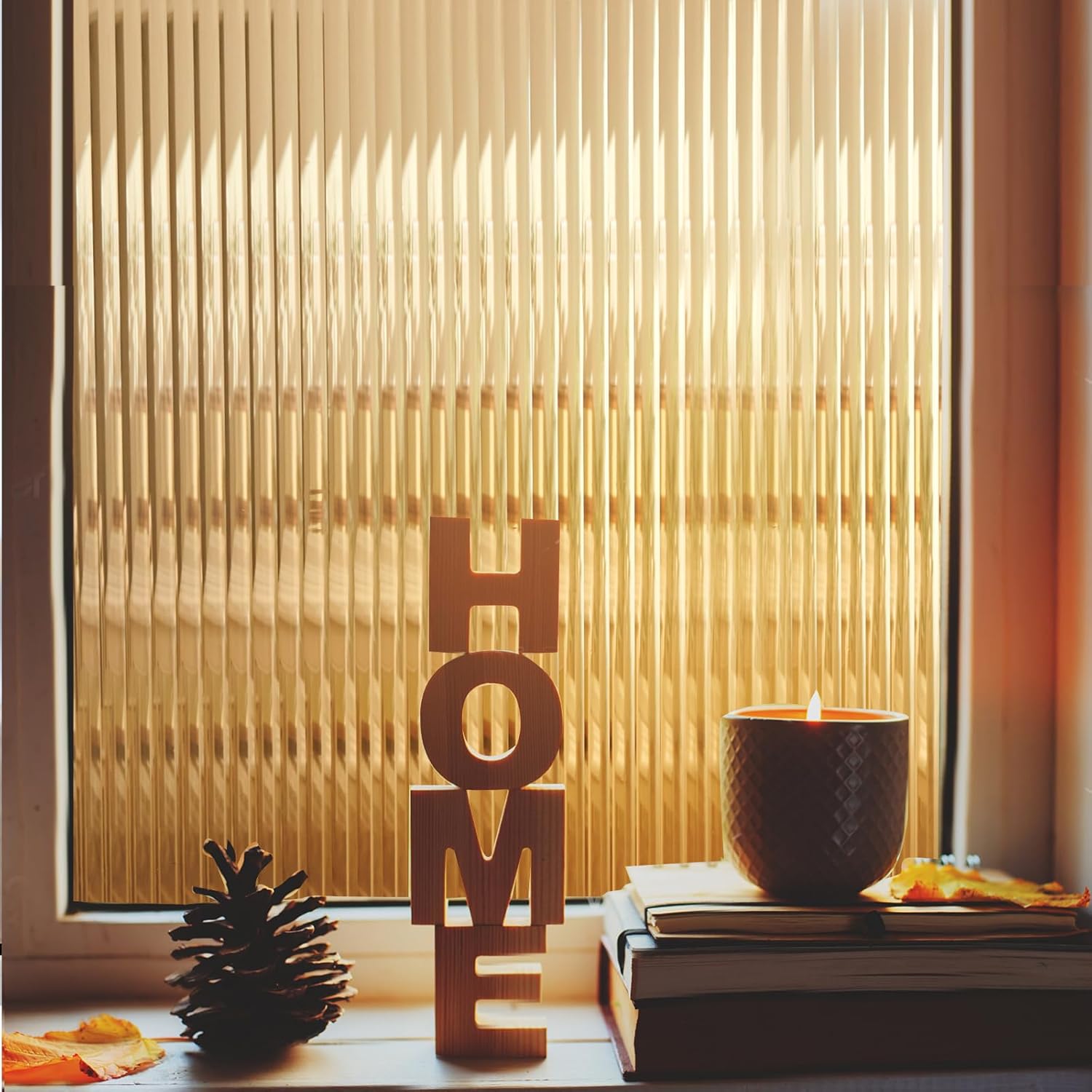Windimiley Window Privacy Film for 3D Reeded Glass Effect