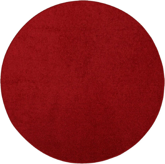 Ambiant Pet Friendly Solid Color Area Rugs Red - 8ft Round