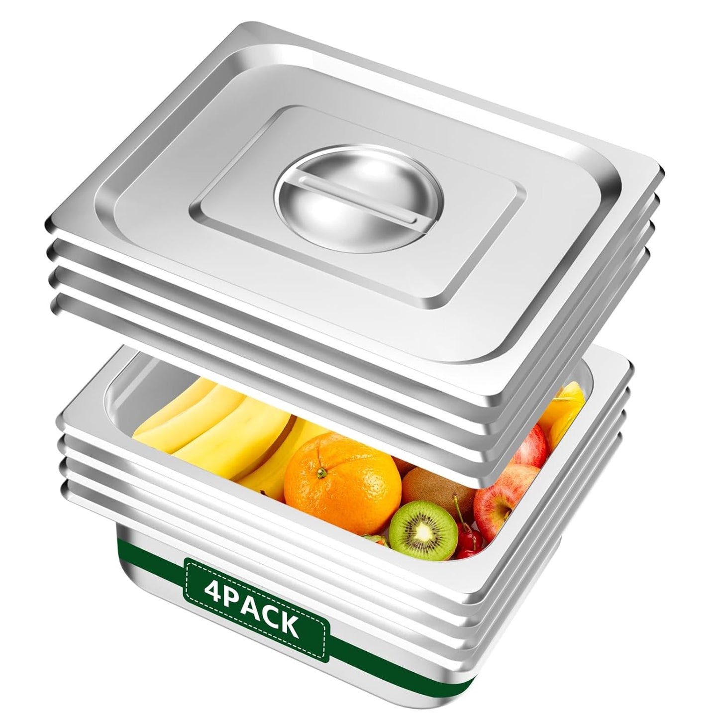 Half Size Hotel Pan with Lid - 4in Deep Stainless Steel Set