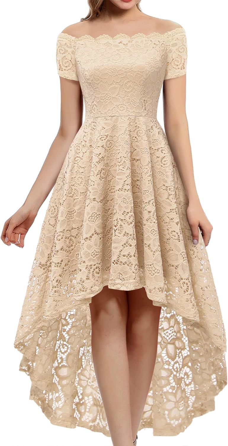 Dressystar Women's Lace Hi-Lo Off Shoulder Cocktail Dress Review