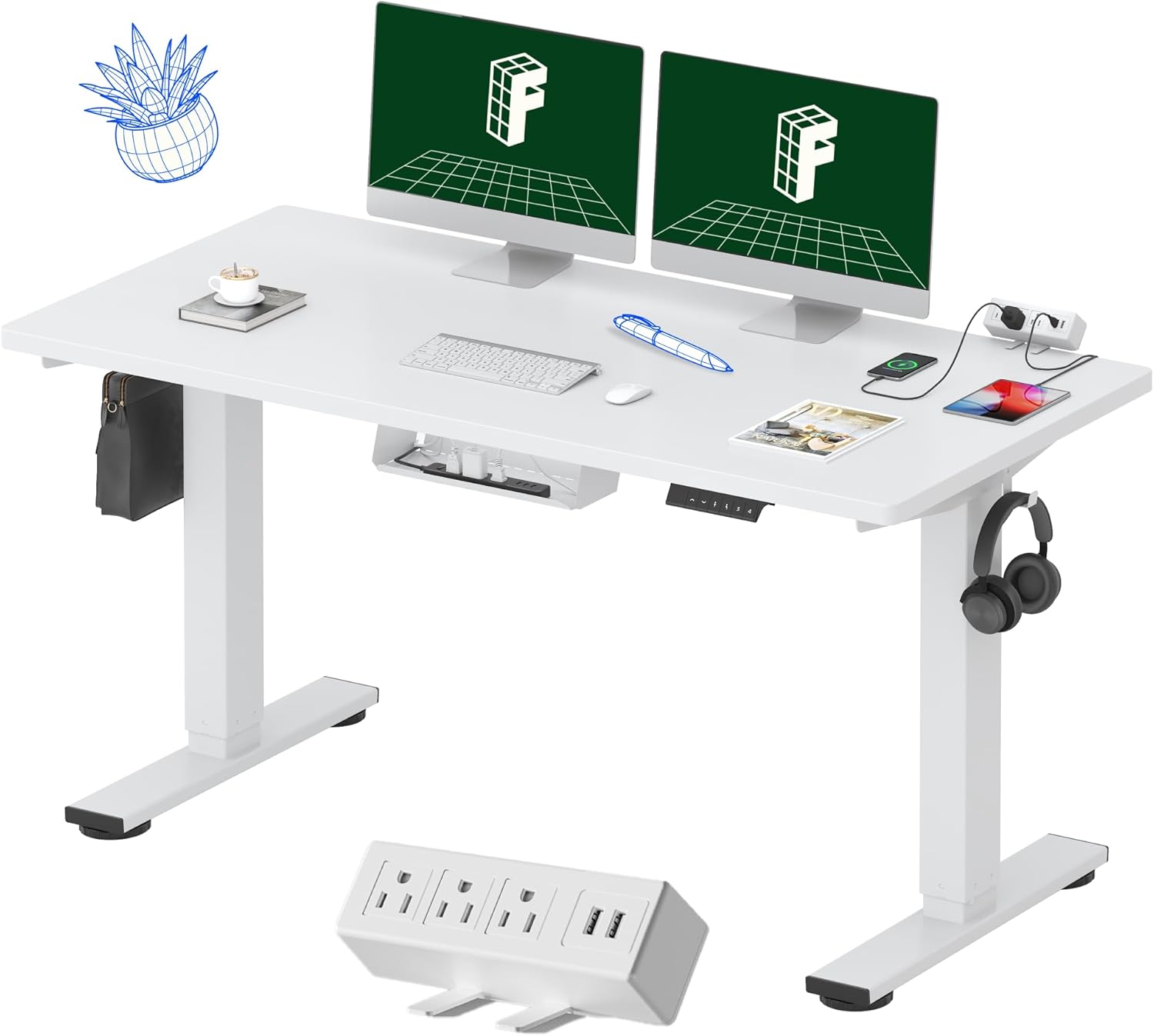 Height Adjustable Standing Desk - Efficient Cable Management